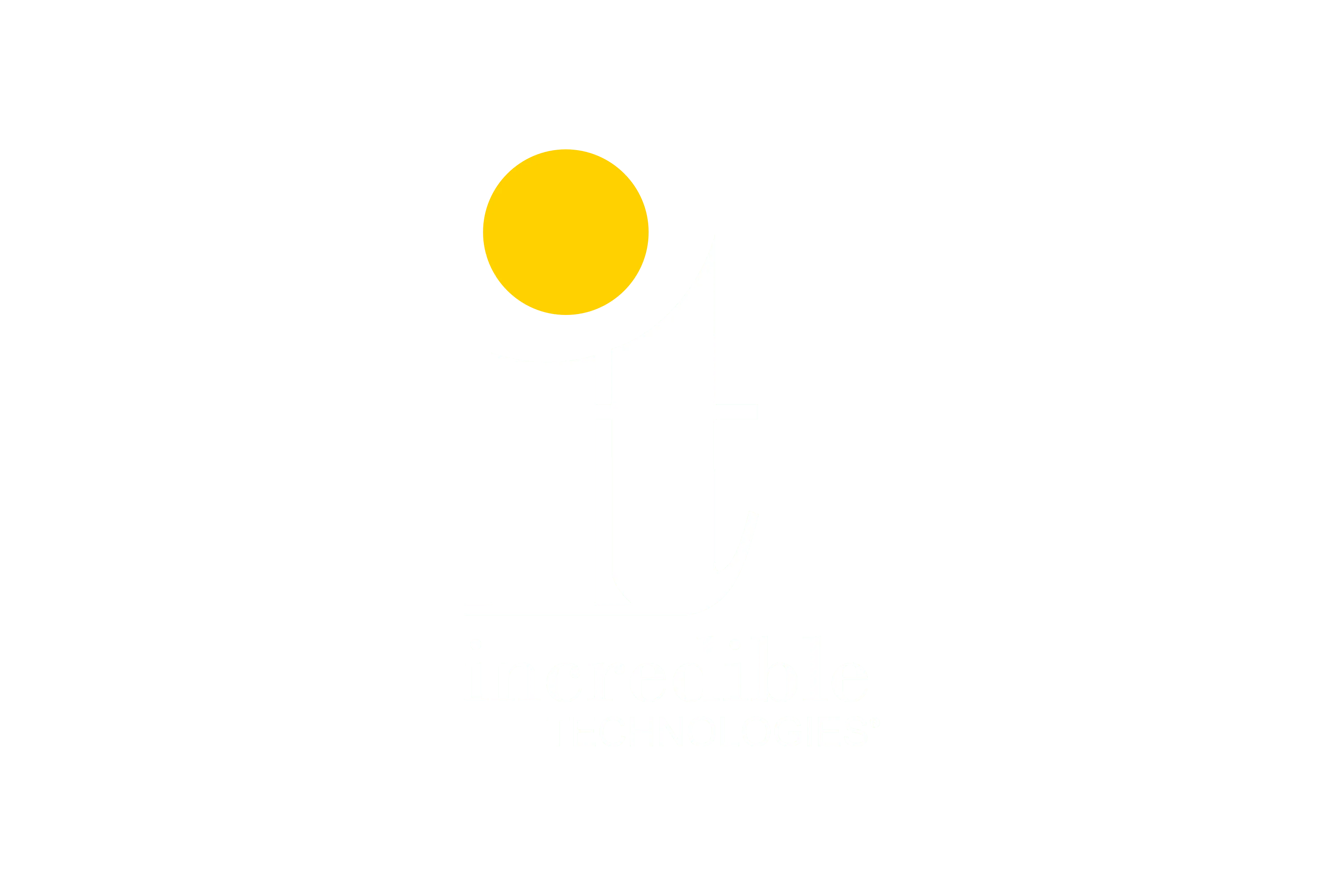 Incredible Technologies logo, white wordmark with a yellow accent