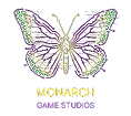 Monarch Game Studios logo: a multicolored monarch butterfly above the studio name