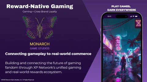 Deck slide: Reward-Native Gaming, connecting gameplay to real-world commerce via XP Network